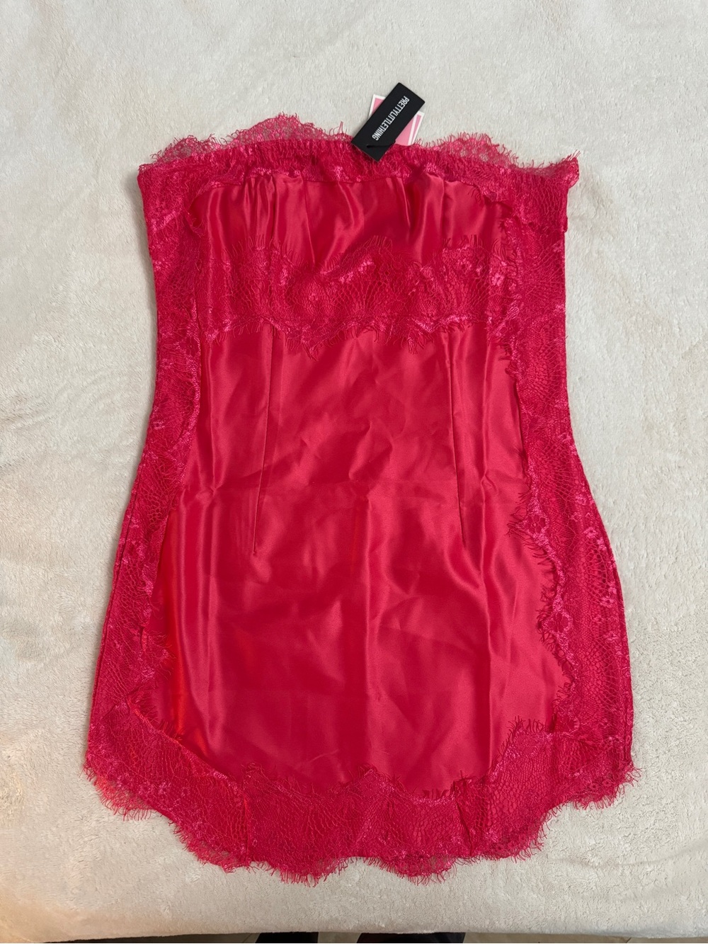 PrettyLittleThing Hot Pink Lace Trim Slip Dress